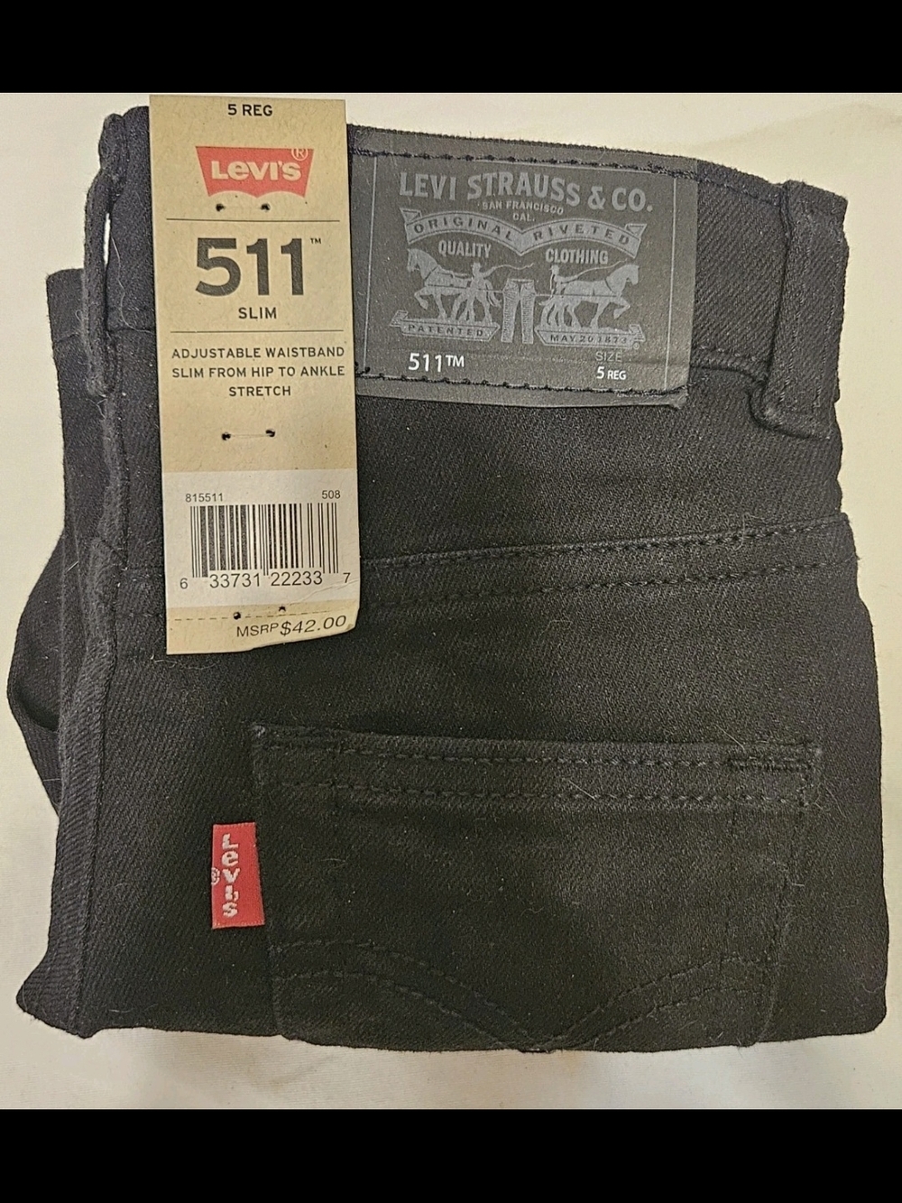 Levi's Kids 511 5 Slim Jeans in Black Hip To Ankle Stretch Brand New - Picture 2 of 10